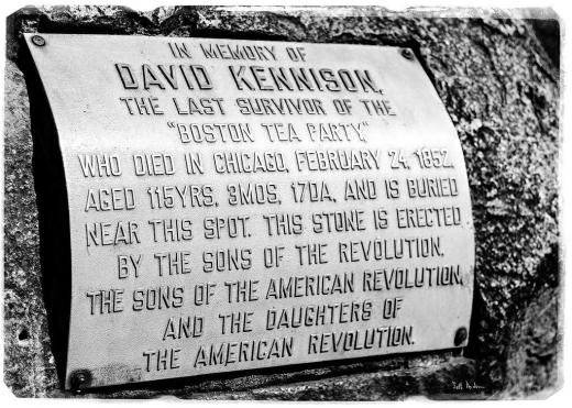 A plaque denotes the last survivor of the Boston Tea Party.